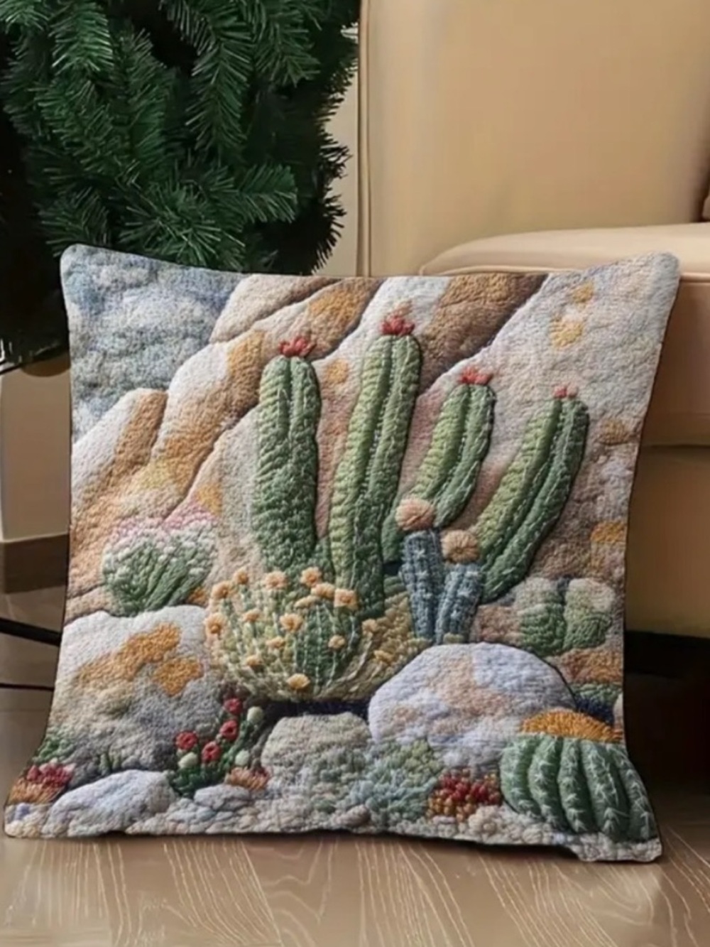Cactus Mountain Side 2D Double-Sided Printed Pillow Cover